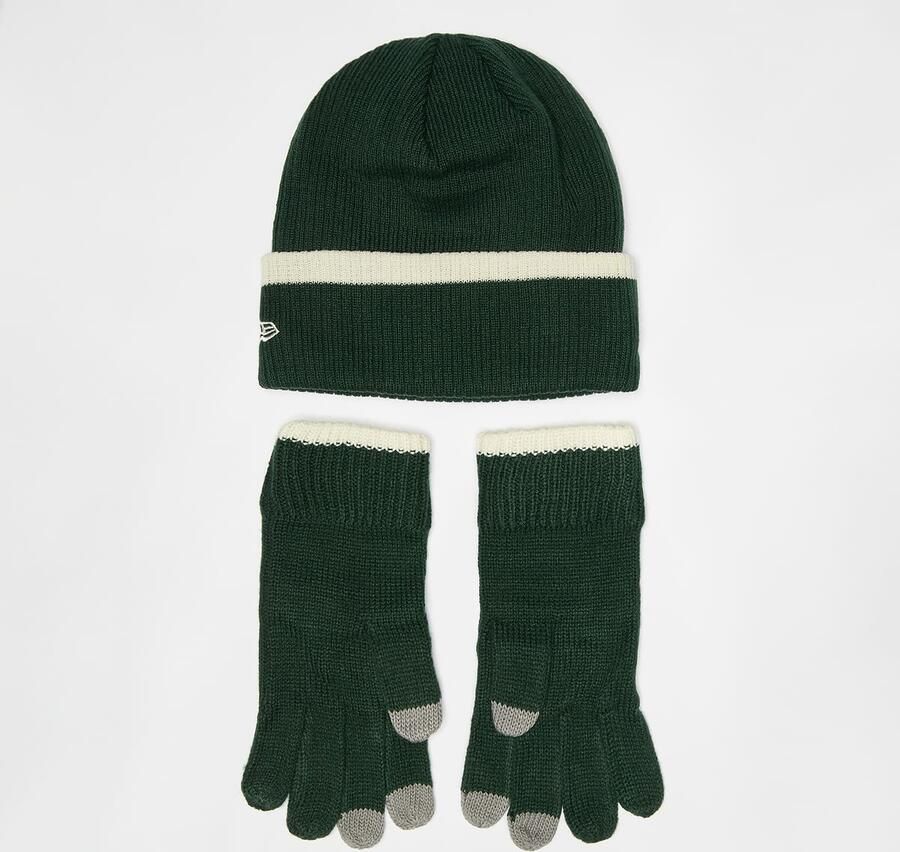 New era Script Beanie Set blk ofw Unisex Mutsen groen Maat ONE SIZE Accessoires - Foto 2