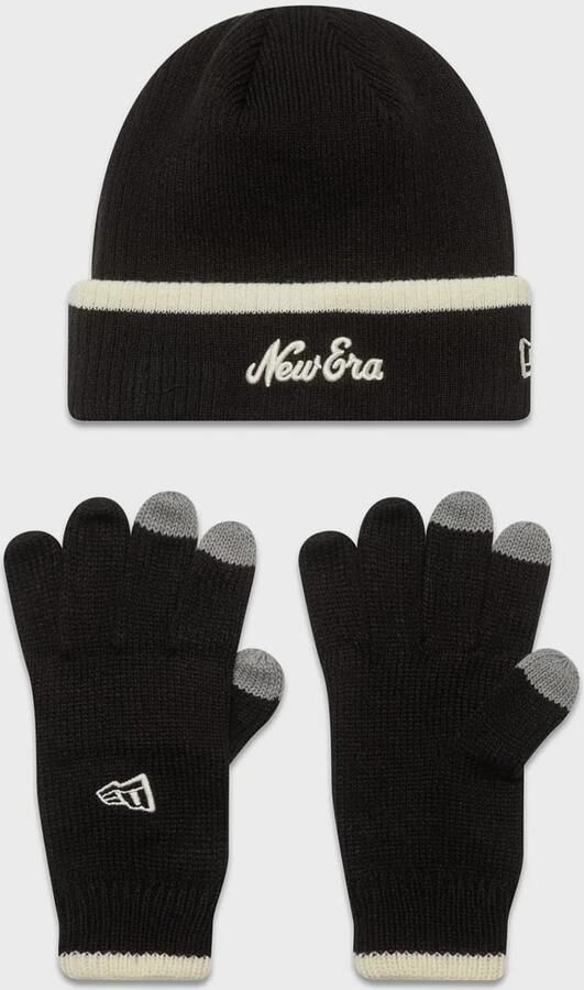 New era Script Beanie Set blk ofw Unisex Mutsen zwart Maat ONE SIZE Accessoires - Foto 2