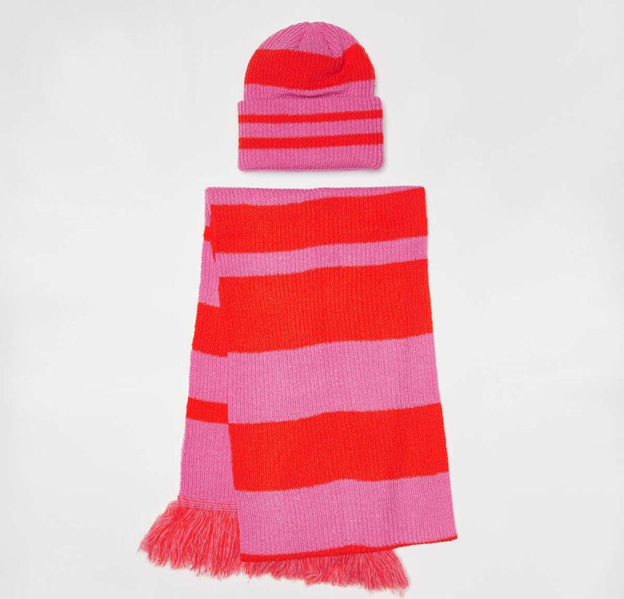 New era Stripe Scarf Beanie Set (2 Piece) Wo Mutsen multicolor Maat ONE SIZE Accessoires - Foto 2
