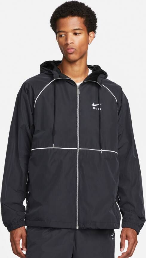 Nike Air Geweven herenjack met rits en capuchon Zwart