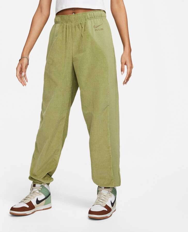 Nike Air High-waisted Corduroy Fleece Pants Trainingsbroeken Kleding alligator medium olive maat: M beschikbare maaten:XS S M