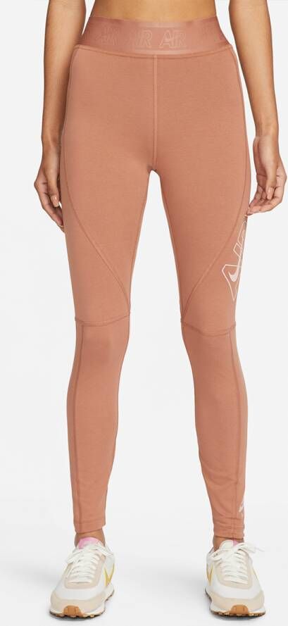 Nike Hoge Taille Slim Fit Leggings Mineral Clay Rood Roze Brown Dames