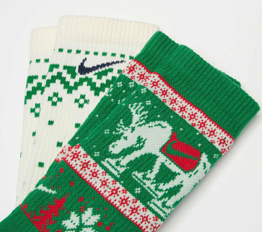 Nike 2 PACK Everyday Plus Cushioned Winter Wonderland Crew Socks Unisex Sokken multicolor Maat 42-46 Kleding