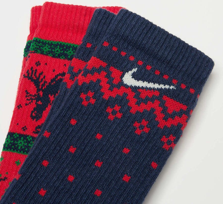 Nike 2 PACK Everyday Plus Cushioned Winter Wonderland Crew Socks Unisex Sokken multicolor Maat 38-42 Kleding