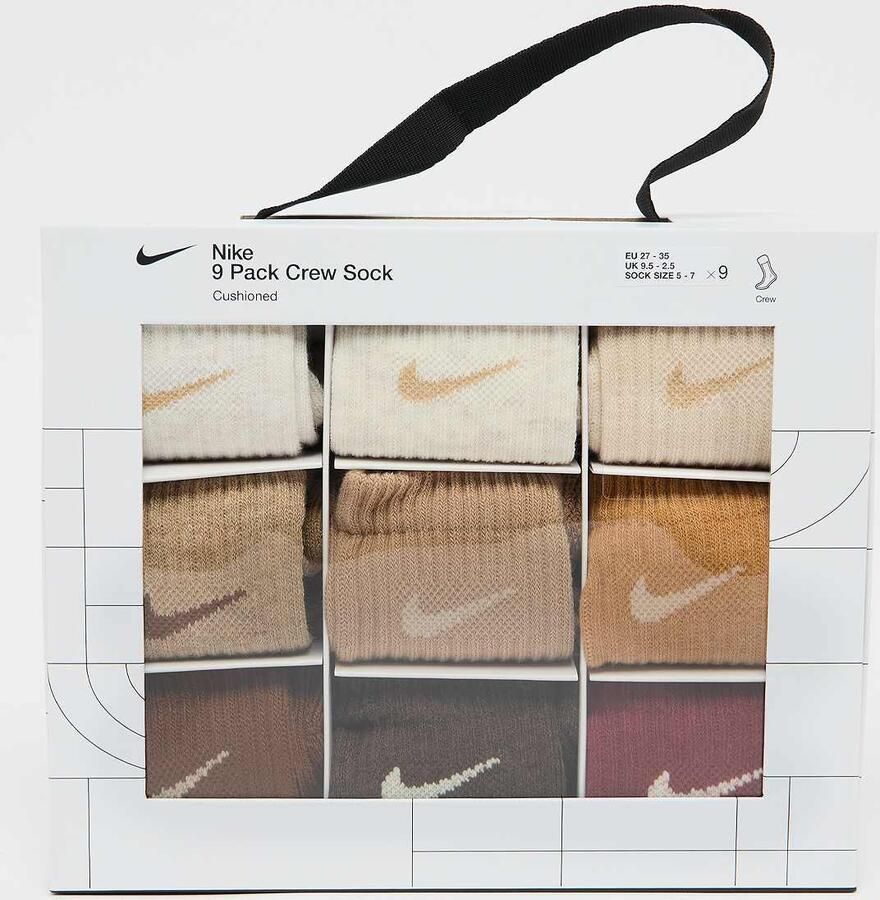 Nike 9 PACK NHN HOLIDAY CREW BOX SET white black Unisex Sokken multicolor Maat 5Y-7Y Kleding - Foto 2