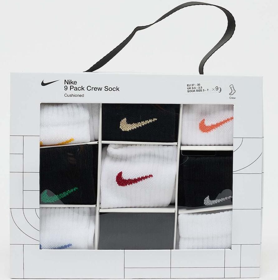 Nike 9 PACK NHN HOLIDAY CREW BOX SET white black Unisex Sokken zwart Maat 4Y-5Y Kleding - Foto 2
