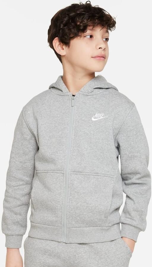 Nike Club Fleece Full-zip Hoodie Hooded vesten Kleding dk grey heather base grey maat: 170 beschikbare maaten:137 147 158 170 - Foto 3
