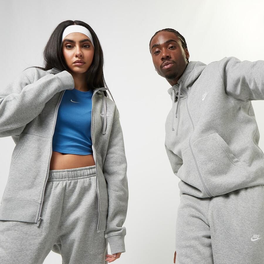 Nike Club Hoodie Full Zip Hooded vesten Kleding dark grey heather matte silver white maat: XXL beschikbare maaten:S M L XL XXL - Foto 3