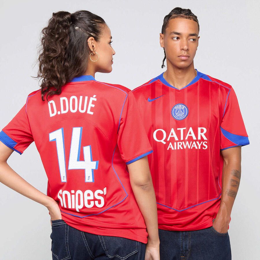 Nike D. Doué No. 14 PSG Third Stadium 2025 26 Unisex Trainingspakken rood Maat XL Kleding - Foto 3