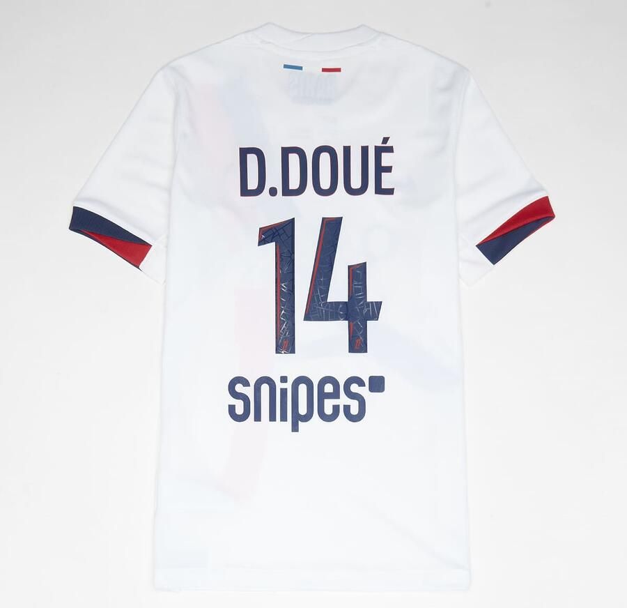 Nike Doué No. 14 Paris Saint-Germain Kids Away Stadium 2024 25 Unisex Jersey's wit Kleding - Foto 3