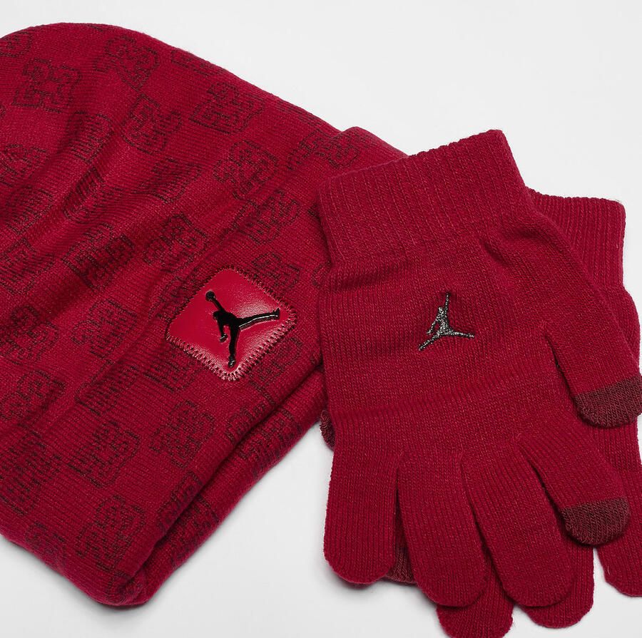 Nike Jan Monogram Beanie Set (2 Piece) Unisex Mutsen rood Maat 8Y-20Y Accessoires - Foto 1