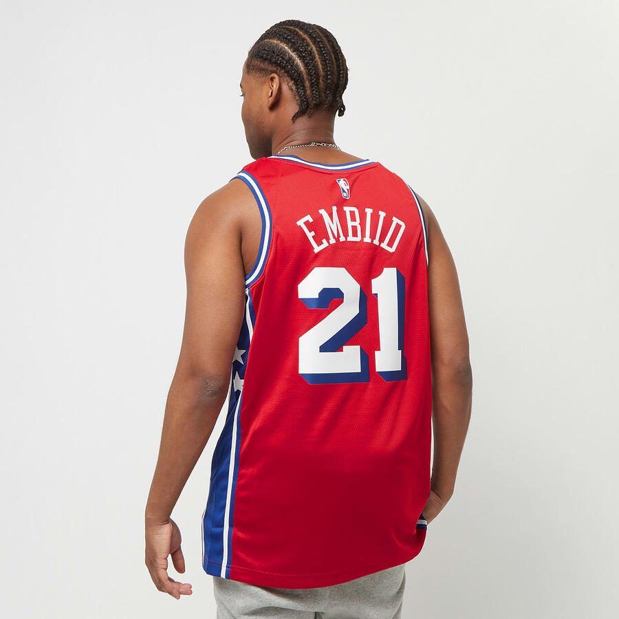 Nike NBA Dri-FIT Swingman Jersey Philadelphia 76ers Joel Embiid Men Jersey's rood Maat S Kleding