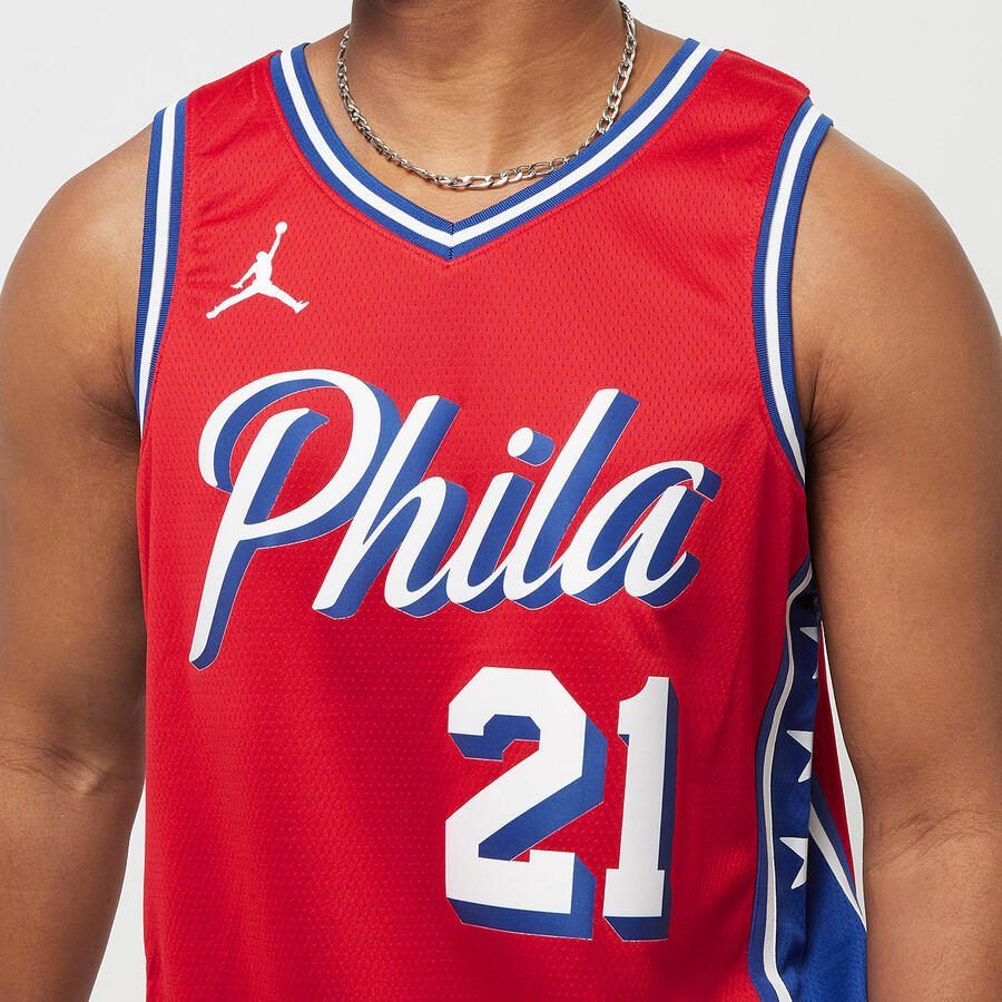 Nike NBA Dri-FIT Swingman Jersey Philadelphia 76ers Joel Embiid Men Jersey's rood Maat S Kleding - Foto 2