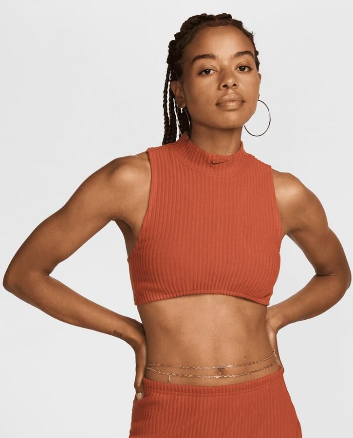 Nike Sportswear Chill Knit Rib Crop Tank Wo Tops oranje Maat XS Kleding - Foto 3