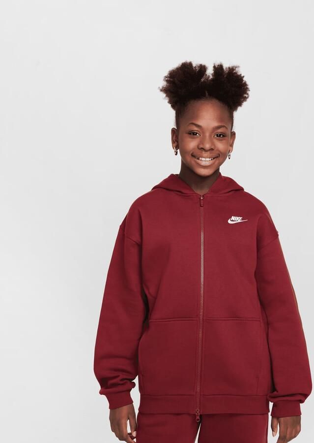 Nike Sportswear Club Fleece Oversized Full-Zip Hoodie Unisex Hoodies & Sweaters rood Kleding - Foto 3
