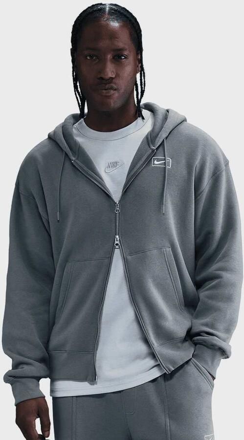 Nike Sportswear Full-Zip Fleece Hoodie Men Hoodies & Sweaters grijs Maat XL Kleding - Foto 3