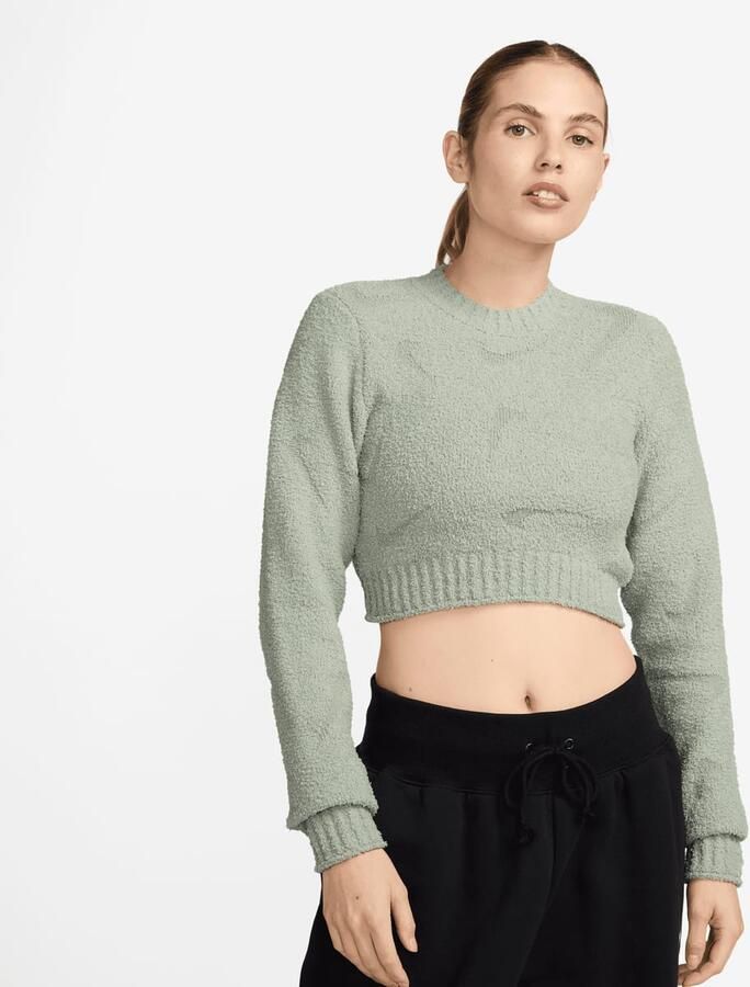 Nike Strakke knit damestop met lange mouwen Sportswear Phoenix Cozy Bouclé Green- Dames Green - Foto 3