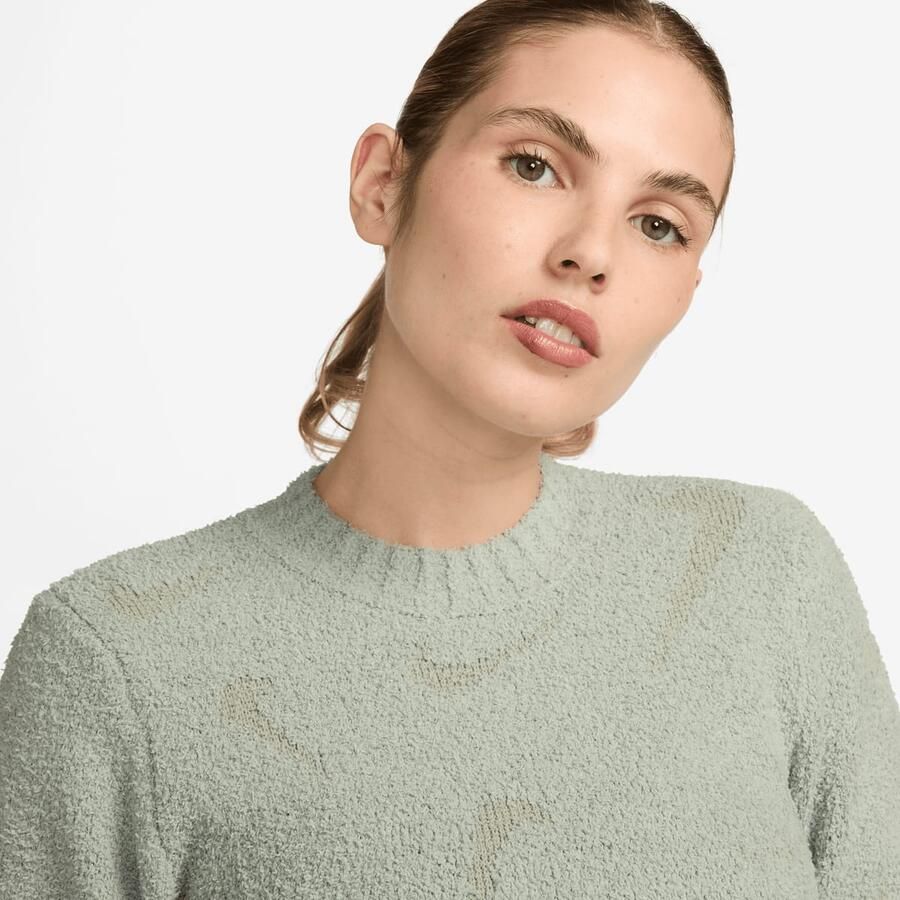 Nike Strakke knit damestop met lange mouwen Sportswear Phoenix Cozy Bouclé Green- Dames Green