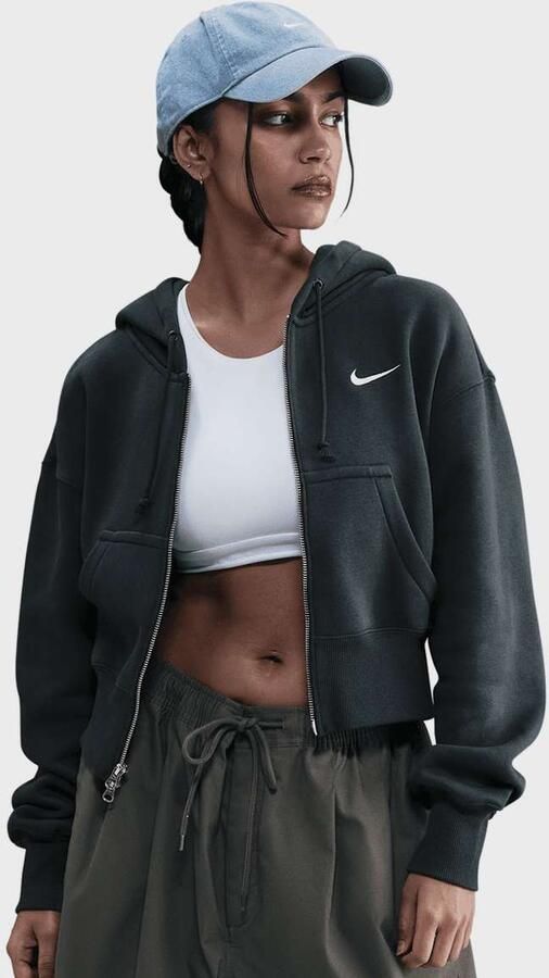 Nike Sportswear Phoenix Fleece Loose Full-Zip Cropped Hoodie Women Hoodies & Sweaters zwart Maat XS Kleding - Foto 4