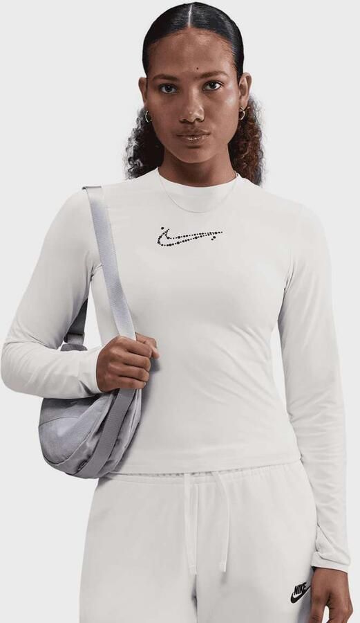 Nike Sportswear Tight Cropped Long-Sleeve T-Shirt Wo Longsleeves grijs Maat XS Kleding - Foto 3