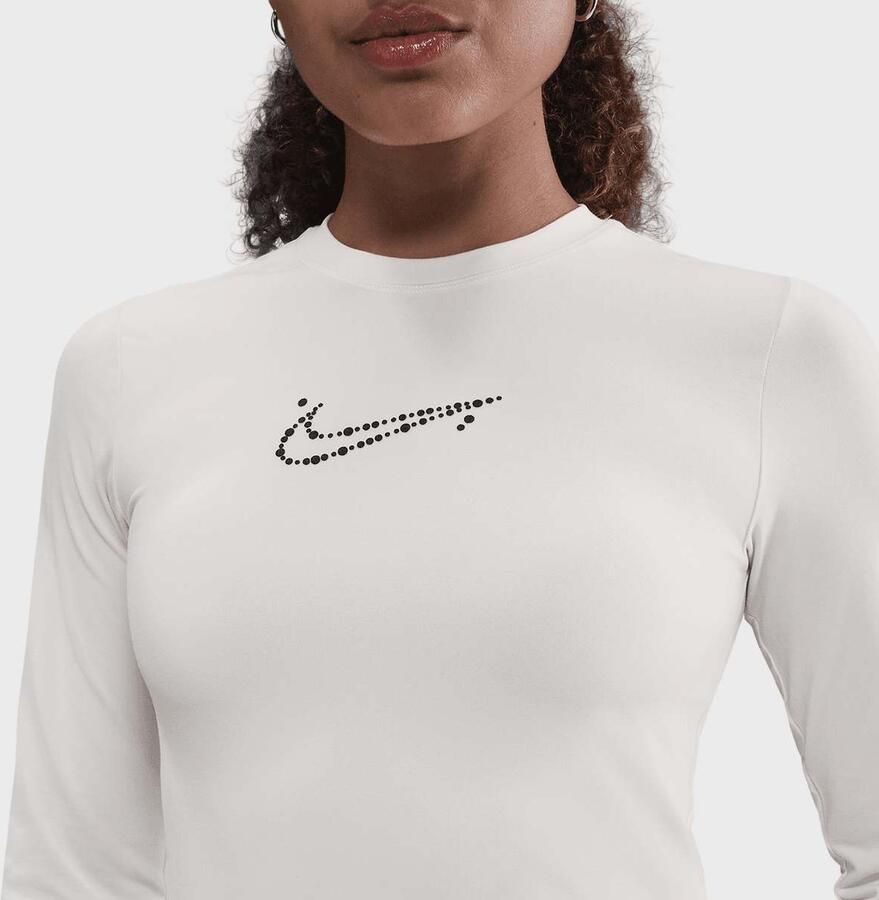 Nike Sportswear Tight Cropped Long-Sleeve T-Shirt Wo Longsleeves grijs Maat XS Kleding