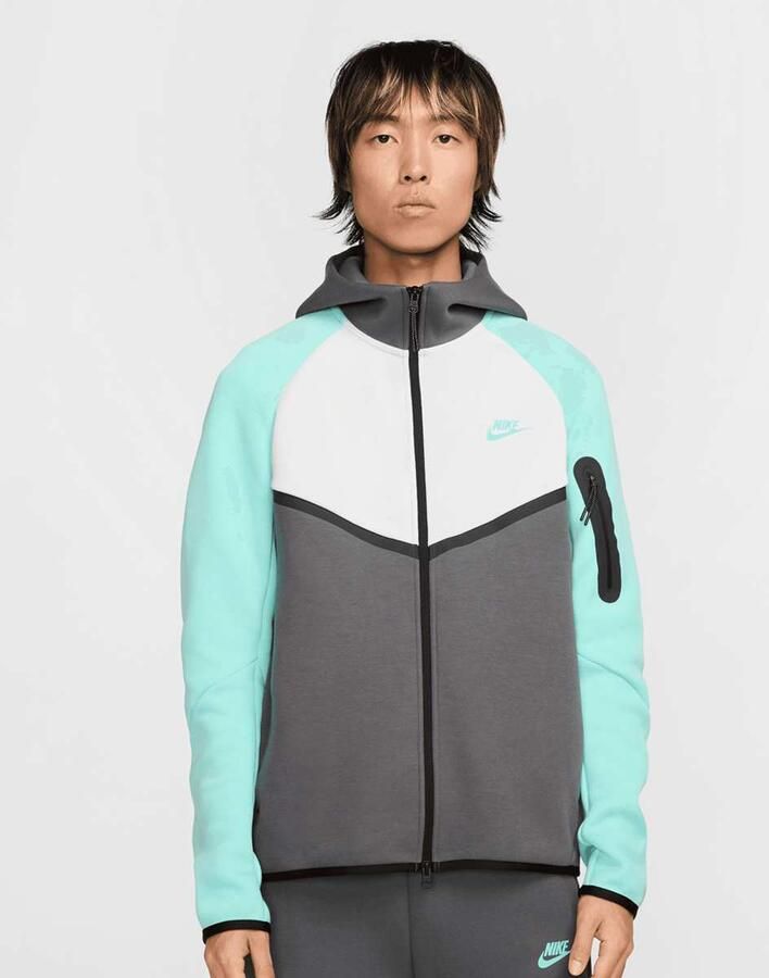 Nike Windrunner hoodie van fleece met rits over de hele lengte voor heren Sportswear Tech Iron Grey- Heren Iron Grey - Foto 3