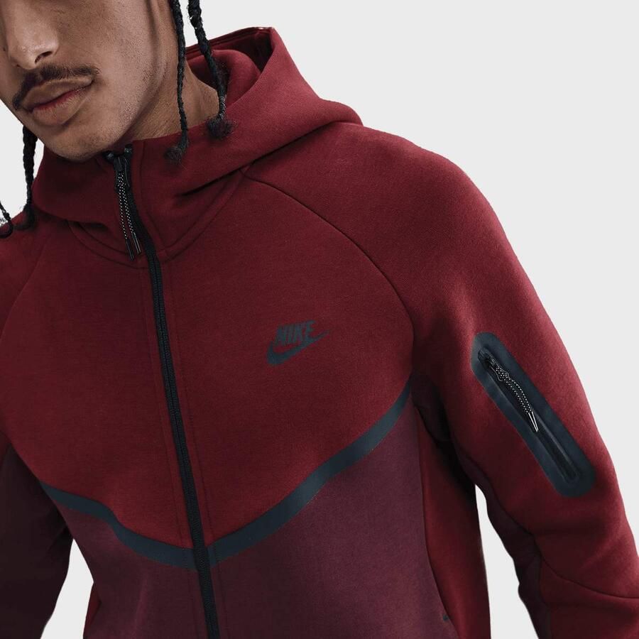 Nike Tech Windrunner herenjack van fleece met rits over de hele lengte Tech Rood- Heren Rood