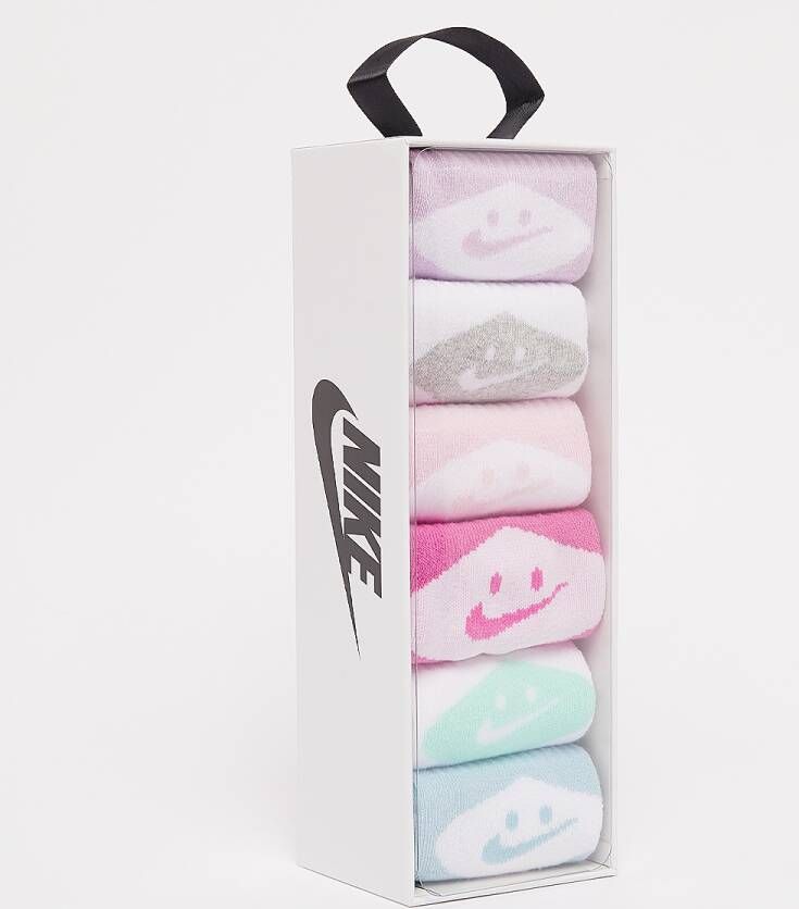 Nike Smiley Crew (6 Pack) Lang Kids playful pink maat: 5y-7y beschikbare maaten:5y-7y