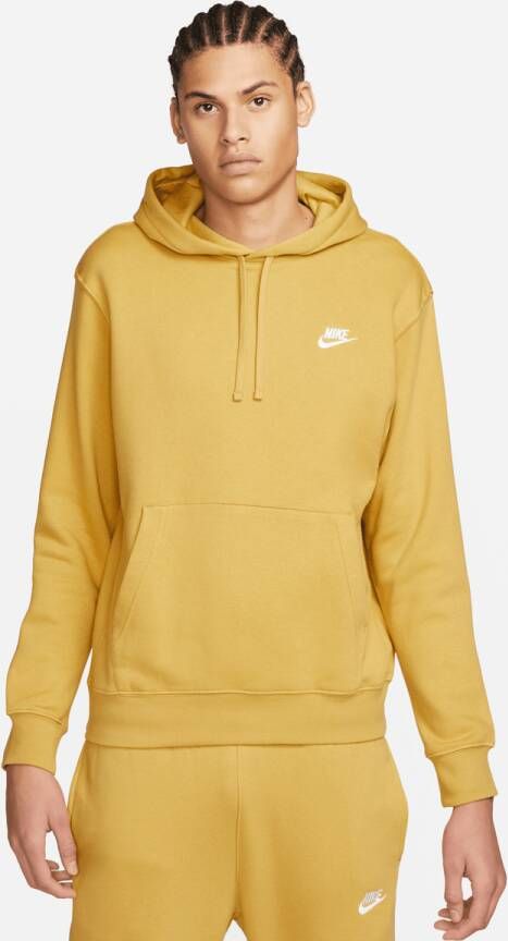 Nike Club Fleece Hoodie Long Sleeve Sweatshirt Yellow Heren