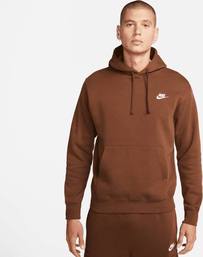 Nike Fleece Hoodie met Trekkoordcapuchon Brown Heren