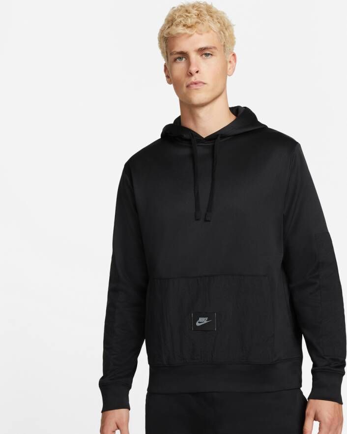 Nike Fleece Hoodie met Nylon Inserts Black Heren