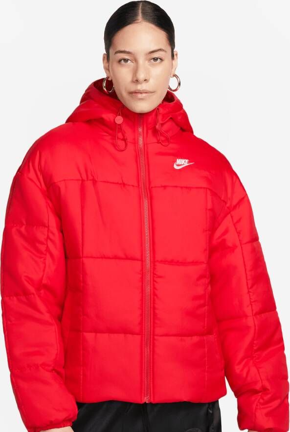 Nike Sportswear Essential Therma Fit Classic Puffer University Winterjassen Dames red white maat: XL beschikbare maaten:XS S L XL
