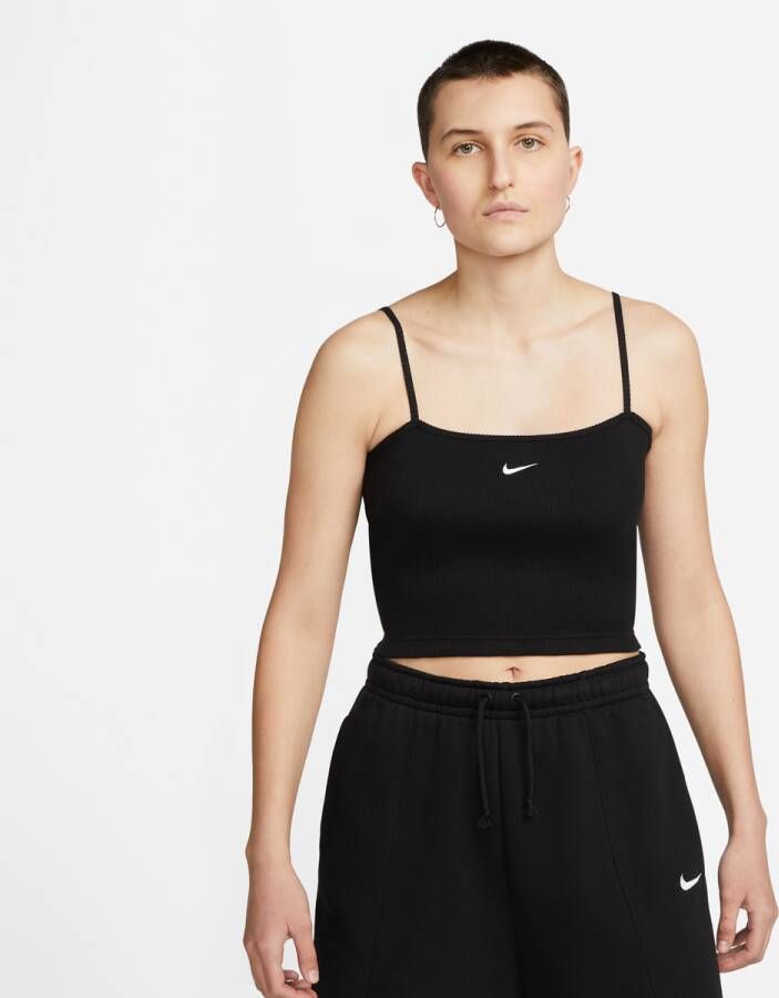Nike Sportswear Essential Wo 's Ribbed Crop Top Tanktops Kleding black white maat: S beschikbare maaten:XS S M L XL