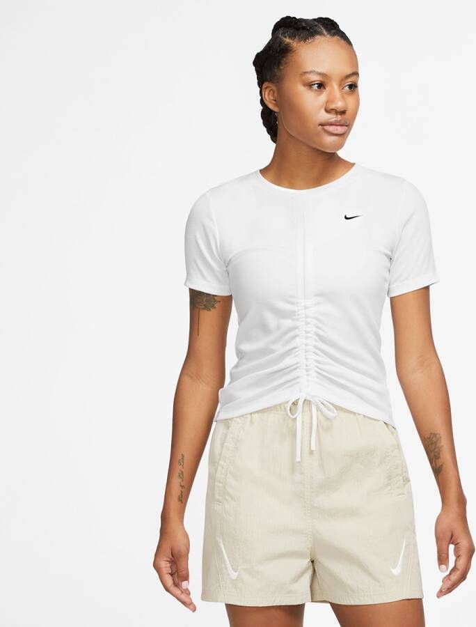 Nike Sportswear Essentials Ribbed Short-sleeve Mod Cropped Top T-shirts Kleding white black maat: XS beschikbare maaten:XS S L XL