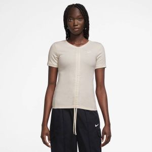 Nike Sportswear Essential geribde croptop met korte mouwen voor dames Bruin