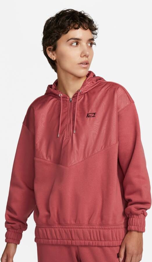 Nike Sportswear Icon Clash 1 4-zip Fleece Hoodie Hoodies Kleding canyon rust burgundy crush maat: XS beschikbare maaten:XS S M L