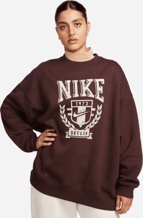 Nike Sportswear Oversized Fleece Crew-neck Sweatshirt Sweaters Kleding earth maat: XS beschikbare maaten:XS XL