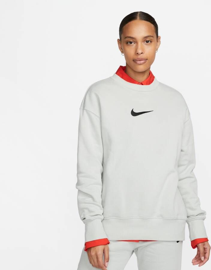 Nike Sportswear Oversized Fleece Sweatshirt Sweaters Kleding LIGHT SILVER BLACK maat: S beschikbare maaten:XS S XL