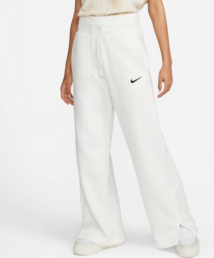 Nike Sportswear Phoenix Fleece Joggingbroek met hoge taille en wijde pijpen voor dames Wit