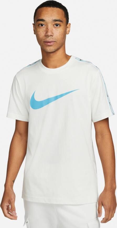 Nike Sportswear Repeat T-shirt T-shirts Heren summit white baltic blue maat: M beschikbare maaten:M