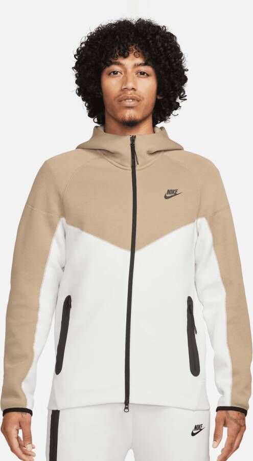 Nike Sportswear Tech Fleece Windrunner Full-zip Hoodie Trainingsjassen Kleding summit white khaki black maat: S beschikbare maaten:S