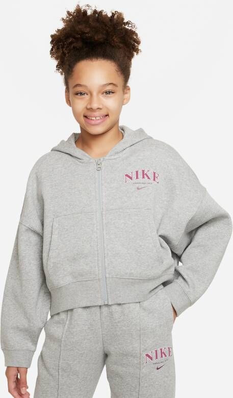 Nike Sportswear fleecehoodie met rits voor meisjes Grijs