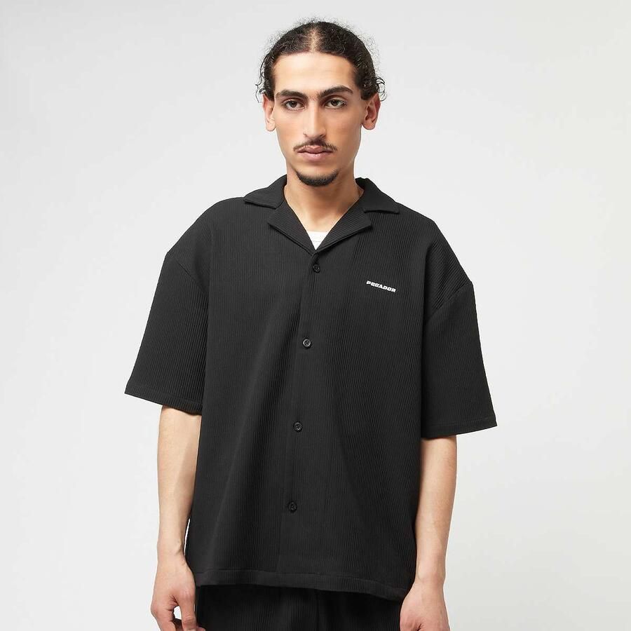 Pegador Troy Plissee Summer Shirt Men Overhemden zwart Maat XS Kleding