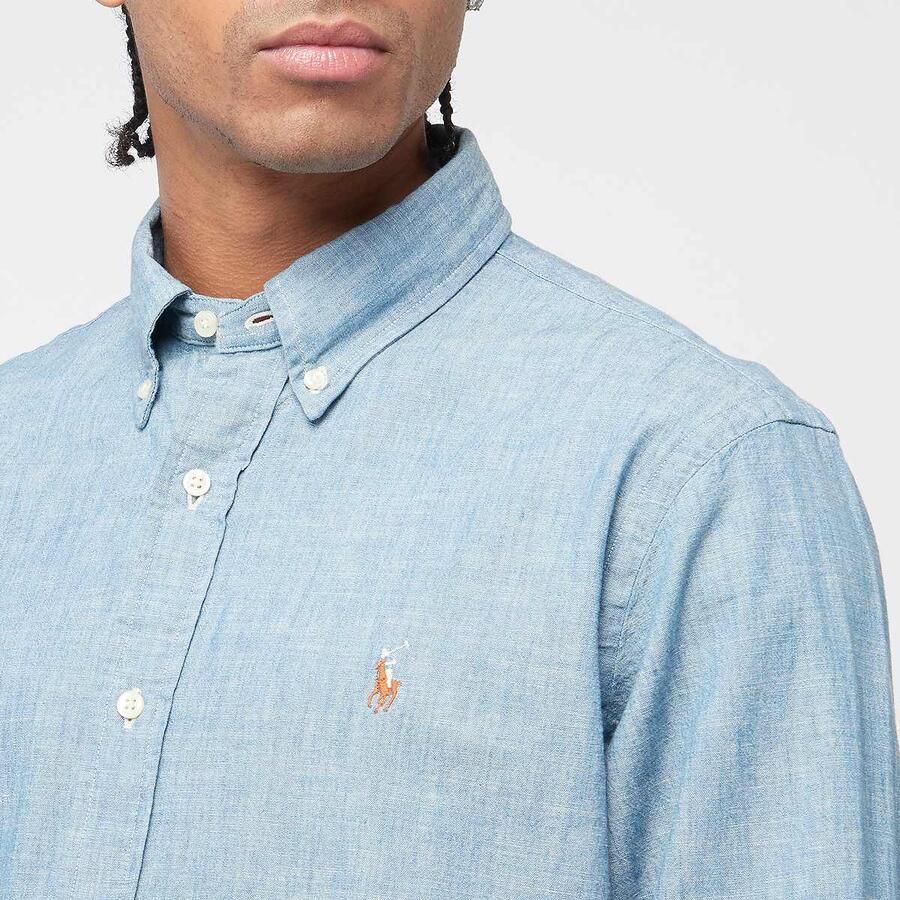 Polo Ralph Lauren Overhemd Lange Mouw CHEMISE AJUSTEE EN CHAMBRAY DENIM COL BOUTONNE LOGO PONY PLAYER - Foto 5