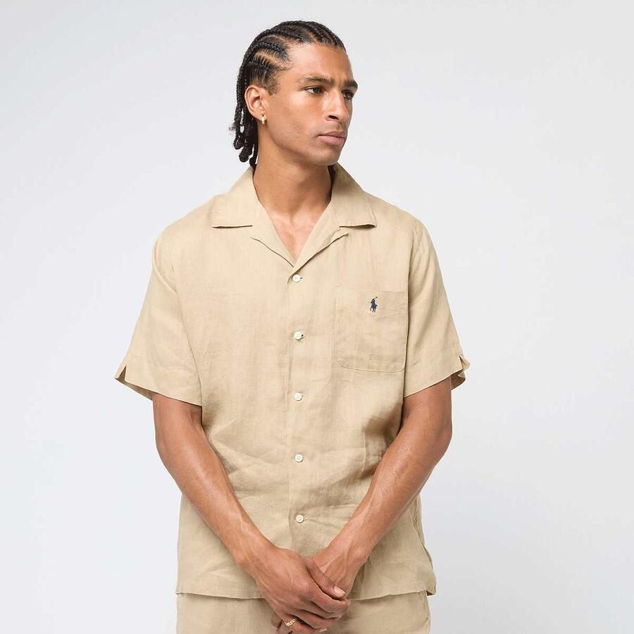 Polo Ralph Lauren Shortsleeve Sport Shirt Men Overhemden beige Maat XL Kleding