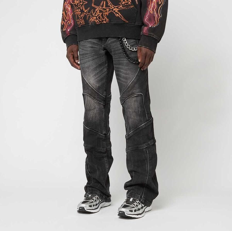 Smoke Rise Color Block & Piping Jeans Men Spijkerbroeken zwart Kleding - Foto 3
