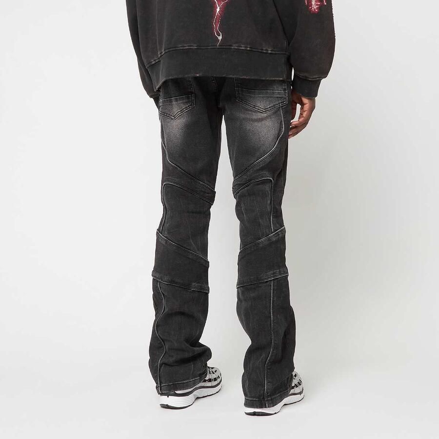 Smoke Rise Color Block & Piping Jeans Men Spijkerbroeken zwart Kleding