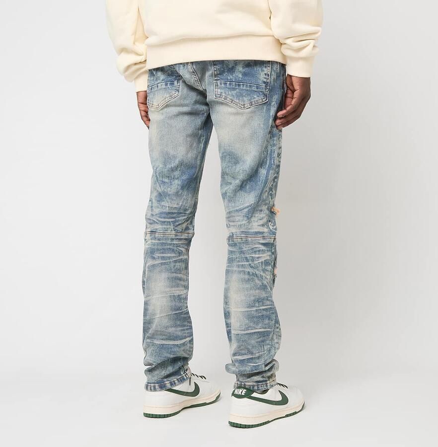 Smoke Rise Heavy Laser Effect Jeans Men Spijkerbroeken blauw Kleding - Foto 2