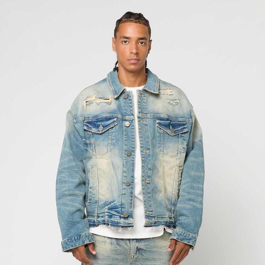 Smoke Rise Heavy Whisker Effect Jacket Men Spijkerjassen blauw Maat XL Kleding - Foto 3