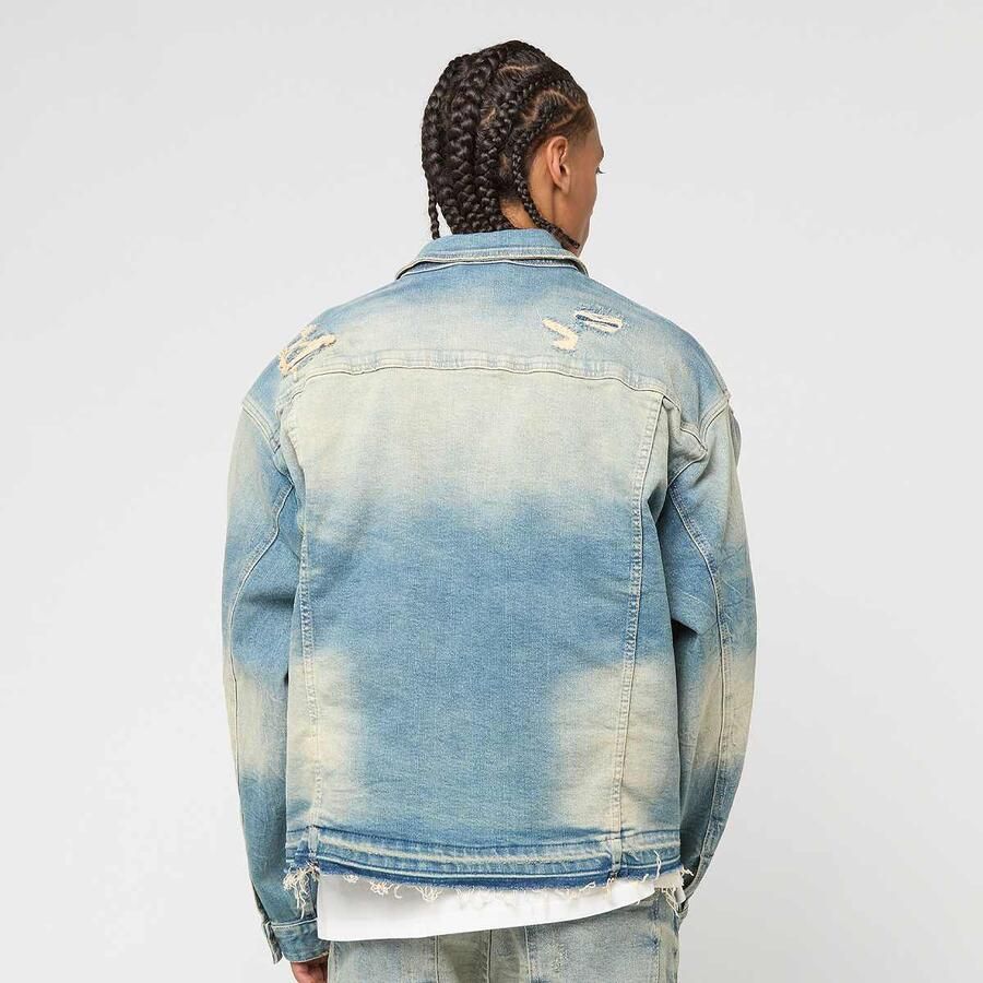 Smoke Rise Heavy Whisker Effect Jacket Men Spijkerjassen blauw Maat XL Kleding